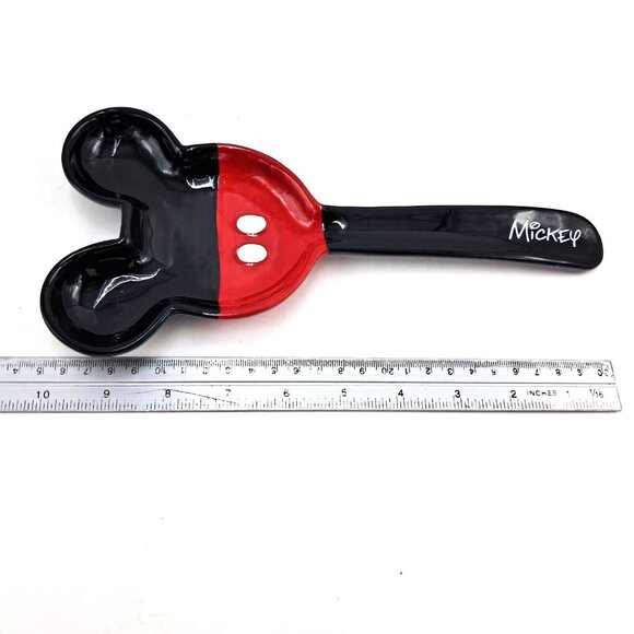 Disney Mickey Mouse Spoon Rest Jerry Leigh Ceramic Red Black - Picture 5 of 5